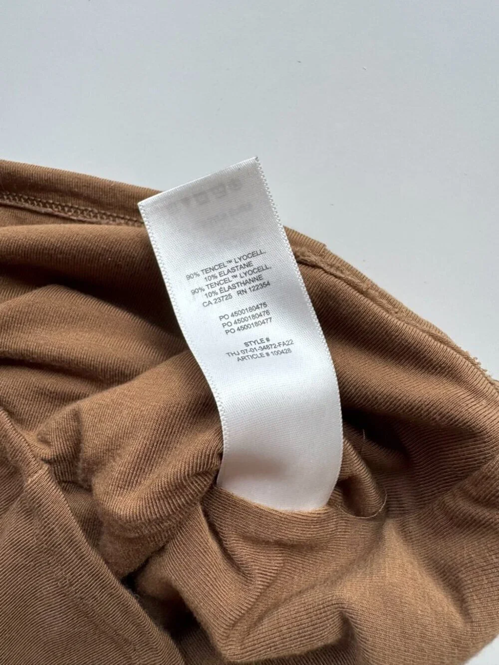 Aritzia WILFRED FREE Orbit Brown Jersey Ruched Long Sleeve Cropped Top, Size S - Picture 9 of 13